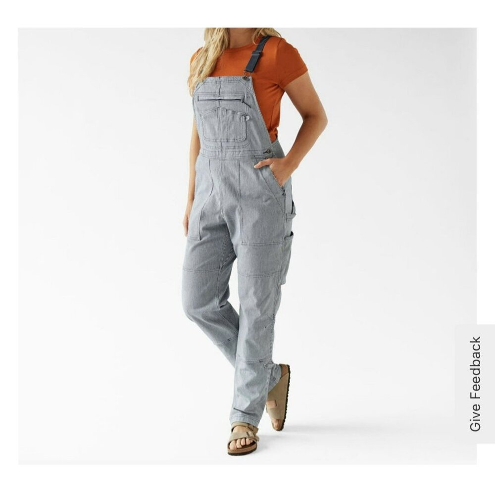 Duluth Trading Co Light Blue Pinstripe Women's Overalls